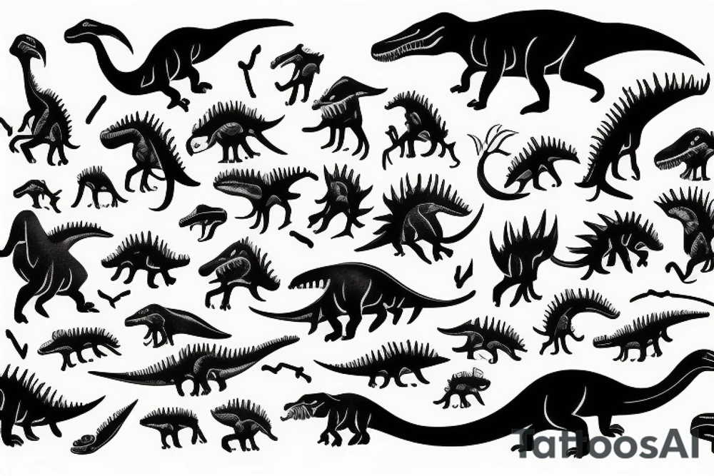Dinosaur artist painting a picture with a paintbrush tattoo idea