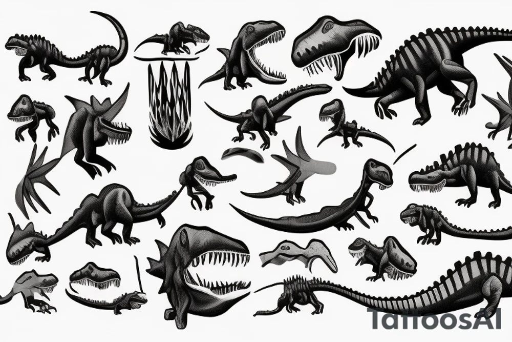Dinosaur artist painting a picture with a paintbrush tattoo idea