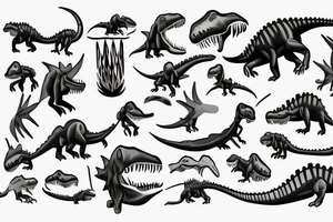 Dinosaur artist painting a picture with a paintbrush tattoo idea