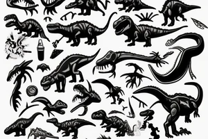 Dinosaur artist painting a picture with a paintbrush tattoo idea