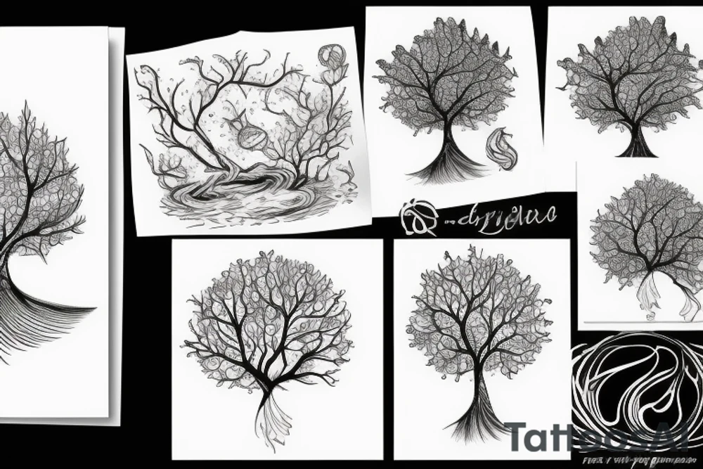 Tree with water flow tattoo idea