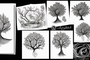 Tree with water flow tattoo idea