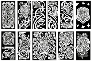 Design A Tattoo For A Male Shoulder Featuring Abstract Or Geometric Shapes In Black And Gray With A Hint Of color and a flower incorporated in the design. tattoo idea