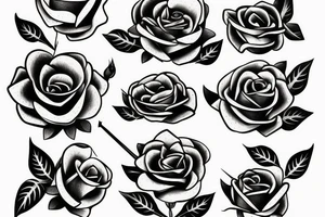 roses with arrow and olive branch tattoo idea