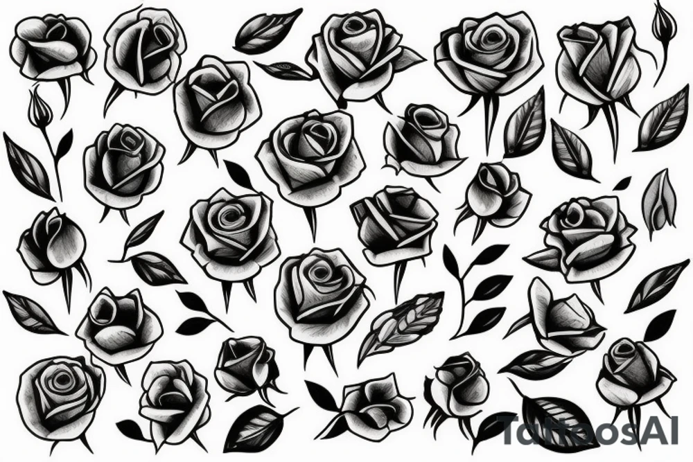 roses with arrow and olive branch tattoo idea