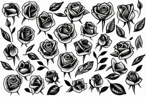 roses with arrow and olive branch tattoo idea