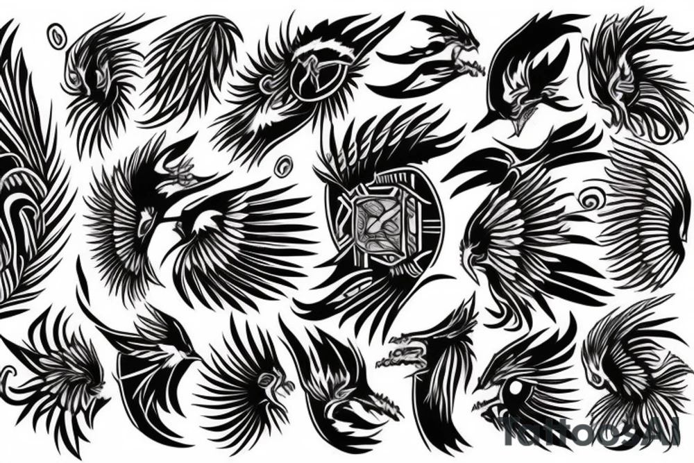 Cherokee Indian based phoenix for arm tattoo idea