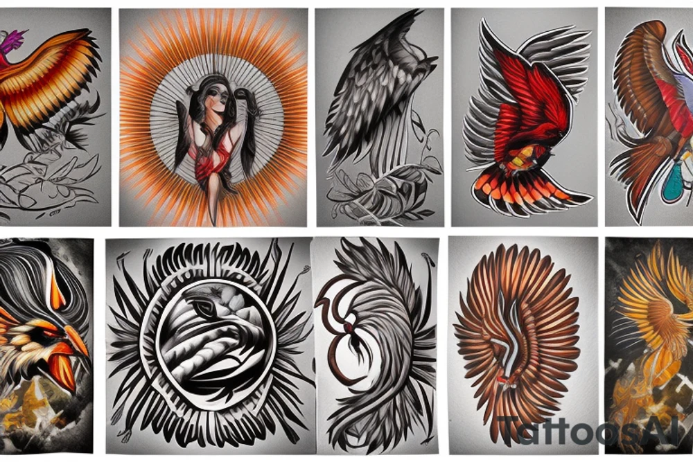 Cherokee Indian based phoenix for arm tattoo idea