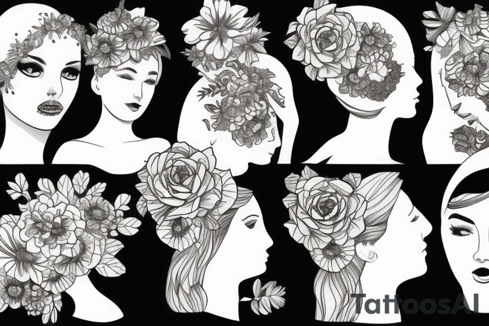girl with flower head tattoo idea