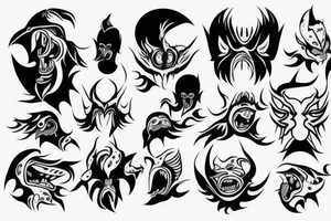 A shapeless monster in a Tengu mask gets out of the unformed hole tattoo idea