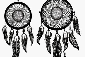 Wolf dream catcher with crystals tattoo idea
