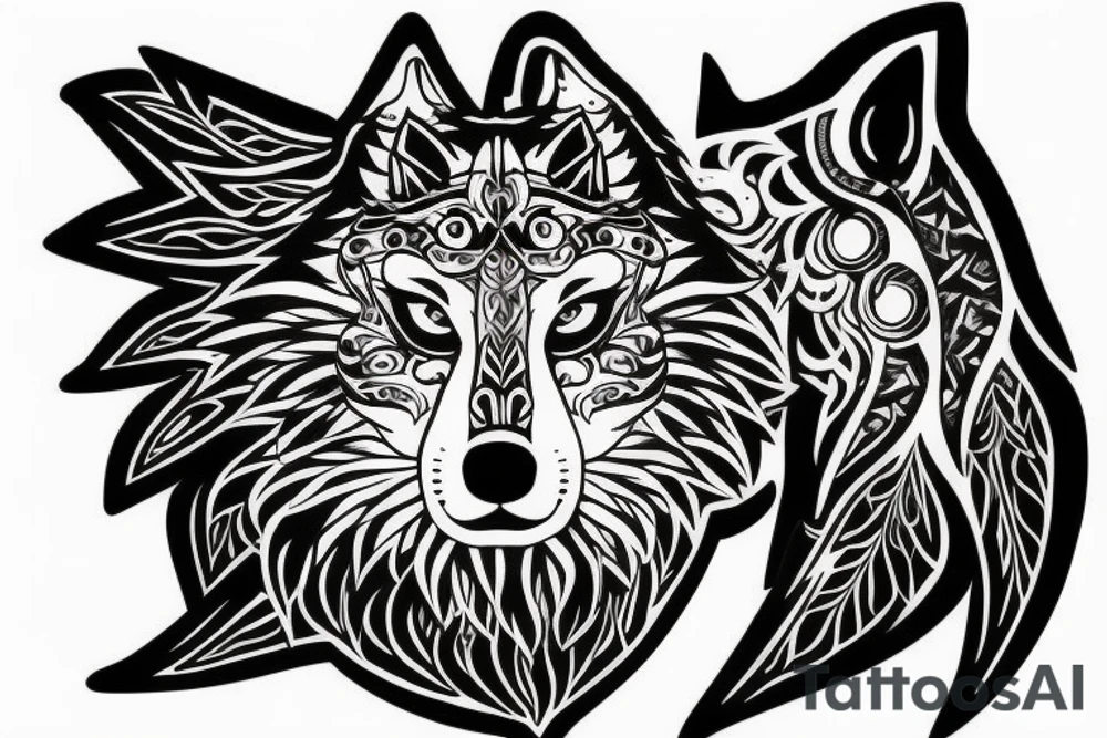 Fierce wolf wearing crystal jewels tattoo idea