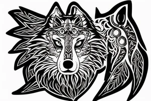 Fierce wolf wearing crystal jewels tattoo idea