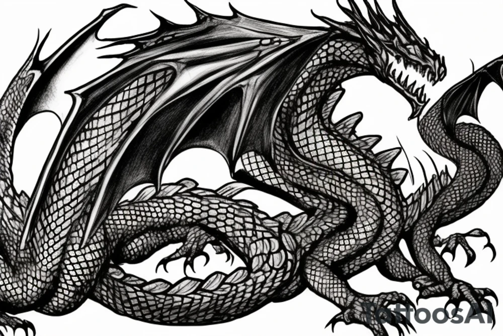 Smaug dragon wrapped around the Lonely Mountain Map tattoo idea