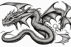 Smaug dragon wrapped around the Lonely Mountain Map tattoo idea