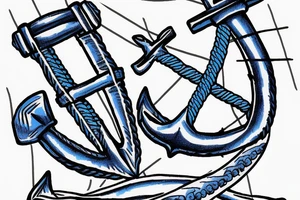 Blue-faded anchor with rope tattoo idea