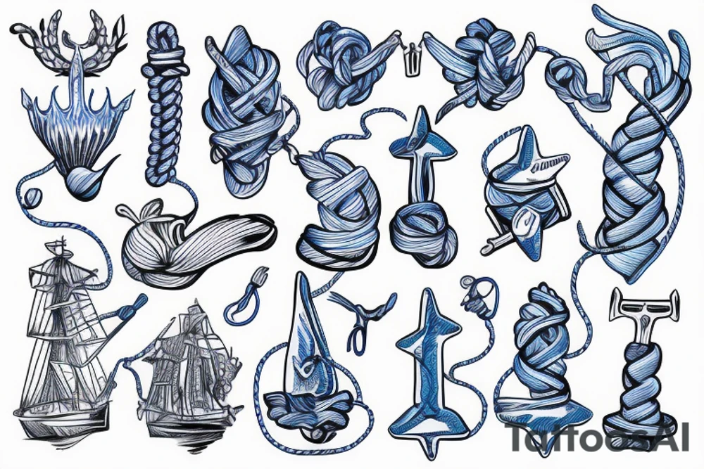 Blue anchor with rope tattoo idea