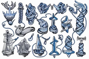 Blue anchor with rope tattoo idea