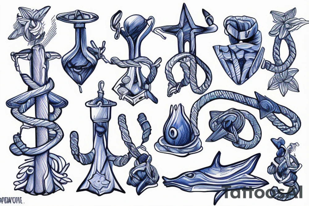 Blue anchor with rope tattoo idea