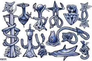 Blue anchor with rope tattoo idea