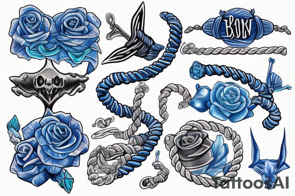 Blue anchor with rope tattoo idea