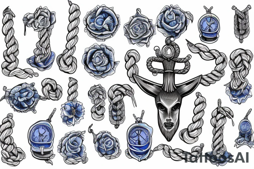 Blue anchor with rope tattoo idea