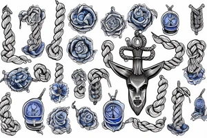 Blue anchor with rope tattoo idea
