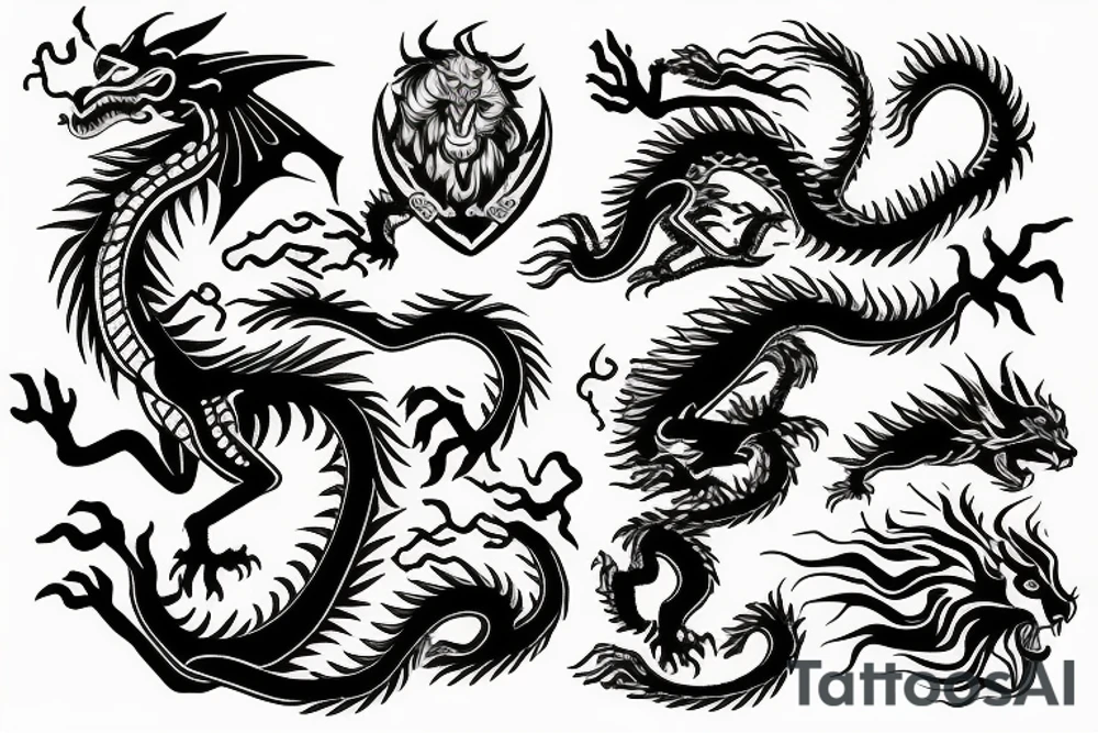 Dragon and a Lion tattoo idea
