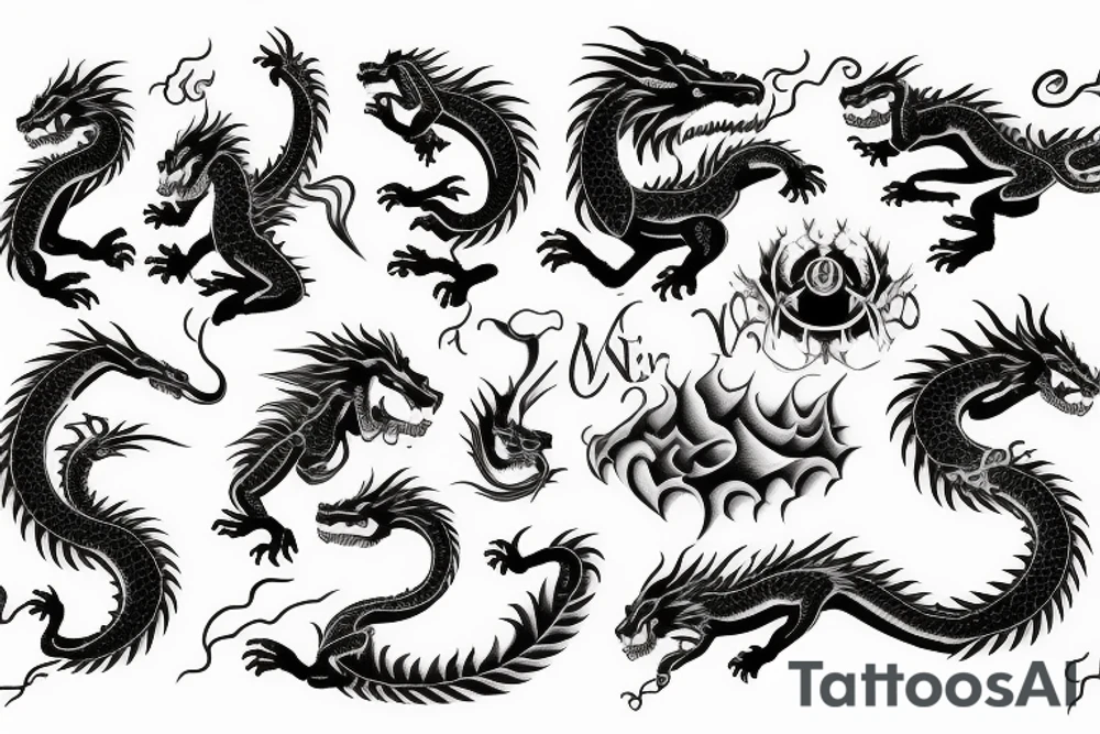 Dragon and a Lion tattoo idea