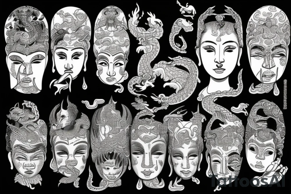 Vietnamese boat people with dragon and Buddha tattoo idea