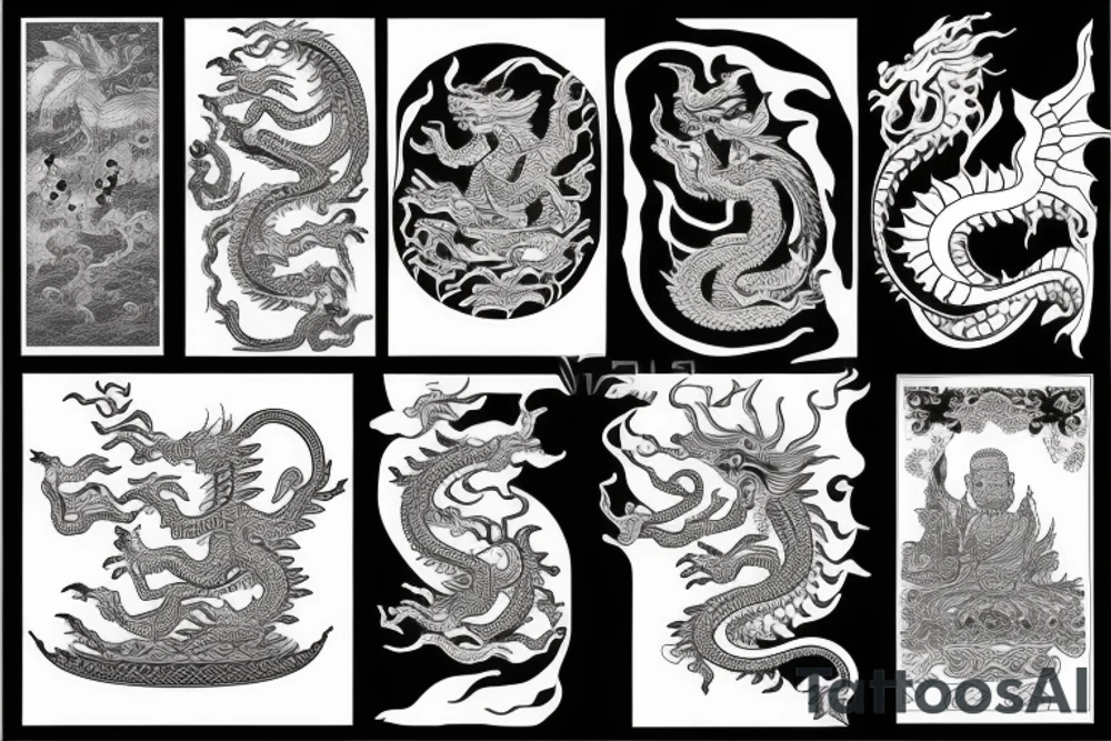 Vietnamese boat people with dragon and Buddha tattoo idea