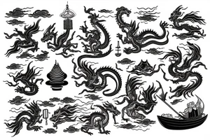 Vietnamese boat people with dragon and Buddha tattoo idea