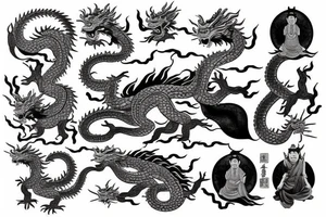 Vietnamese boat people with Japanese dragon and Buddha tattoo idea