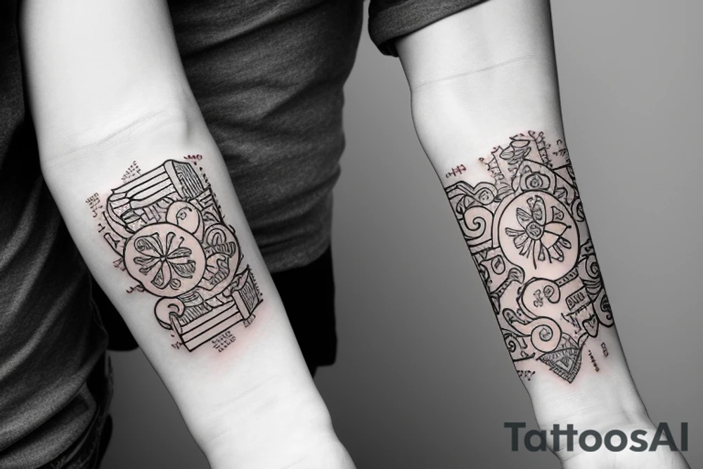 Arm band tattoo with two medium-sized line tattoo idea