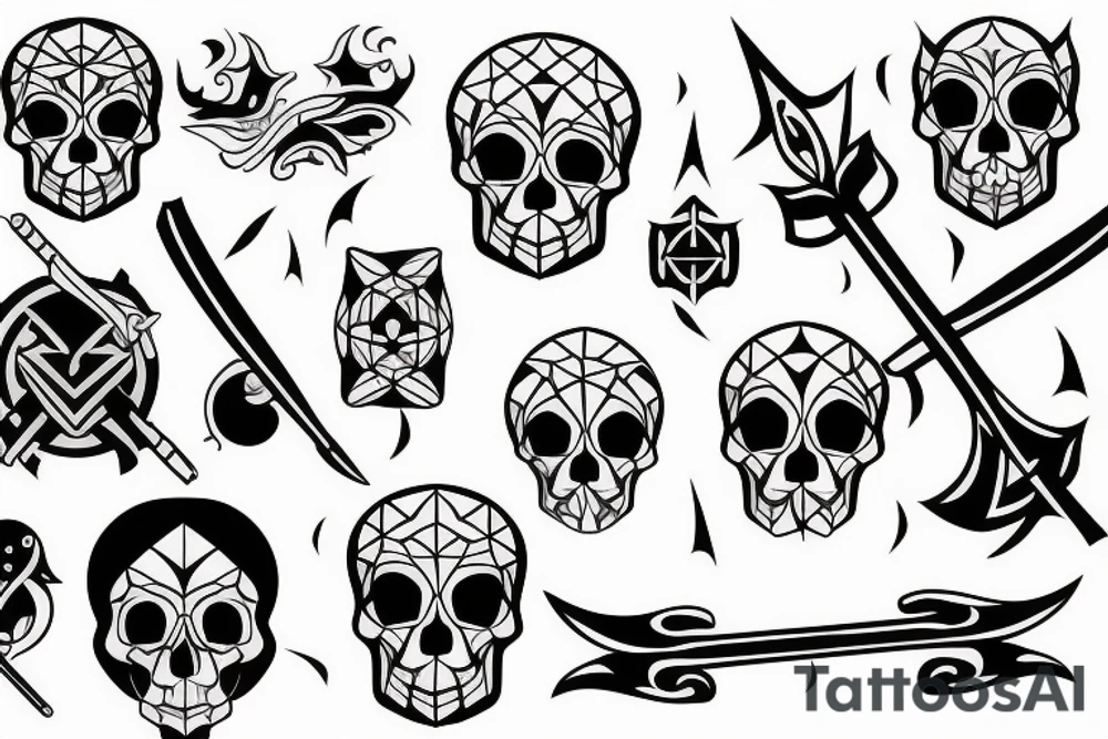skull and oar tattoo idea