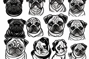 pug and shih tzu and mountains tattoo idea