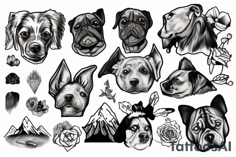 dogs and mountains tattoo idea