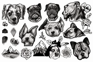 dogs and mountains tattoo idea