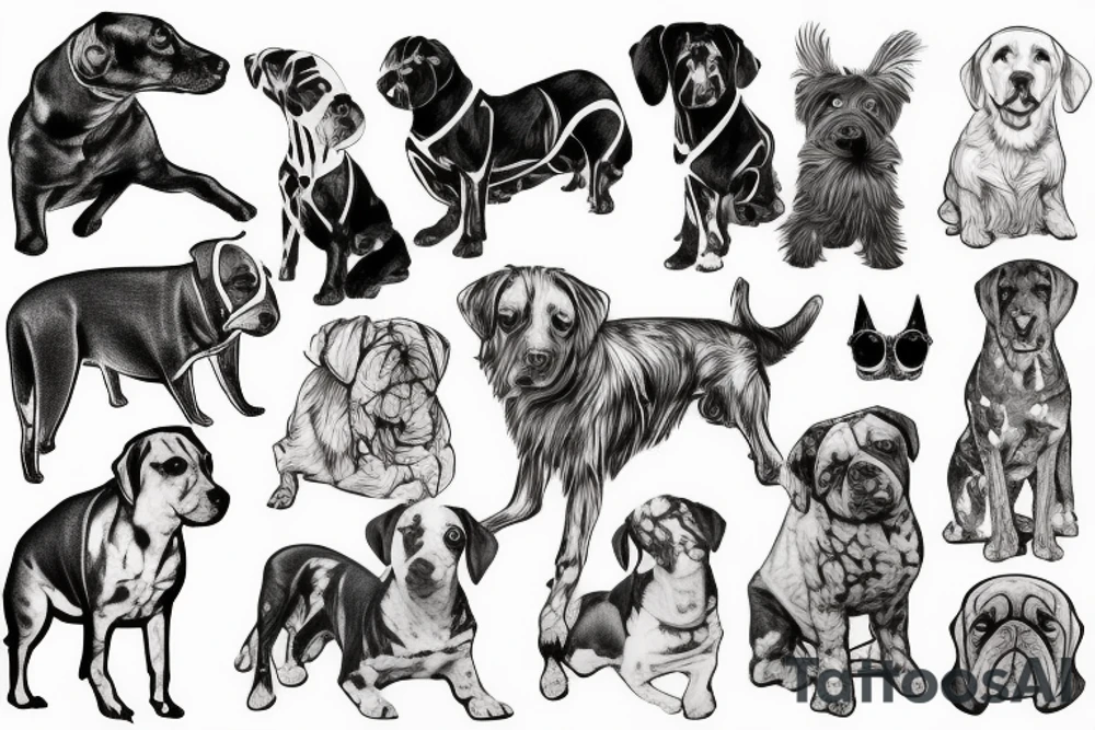 dogs and mountains tattoo idea