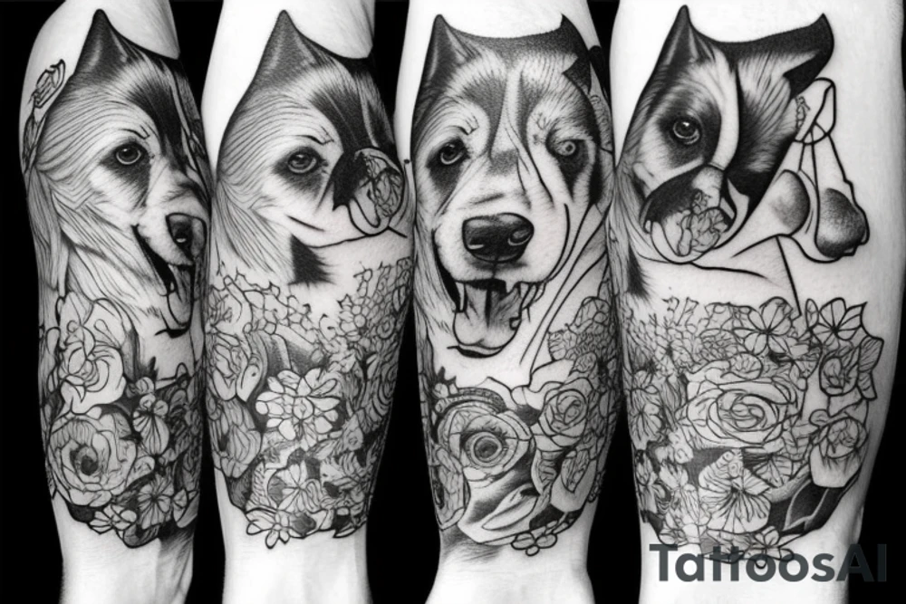 dogs and mountains tattoo idea