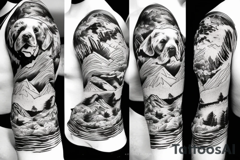 dogs and mountains tattoo idea