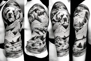 dogs and mountains tattoo idea