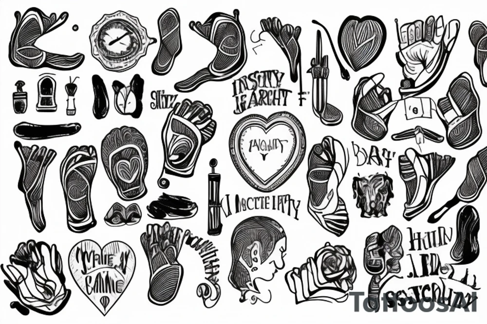 line drawing depicting integrity where a person has the same thing in their heart, head, foot, and speech tattoo idea