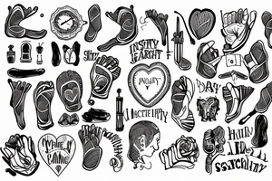 line drawing depicting integrity where a person has the same thing in their heart, head, foot, and speech tattoo idea