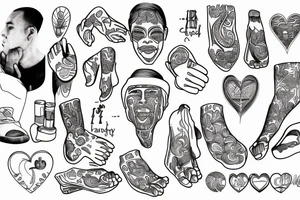 line drawing depicting integrity where a person has the same thing in their heart, head, foot, and speech tattoo idea