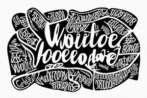 write: “hoodievoodie” with runes effect tattoo idea