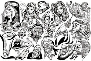 Cartoonish colorful small wizard tattoo idea