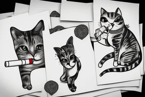 cat in pants with a cigarette tattoo idea