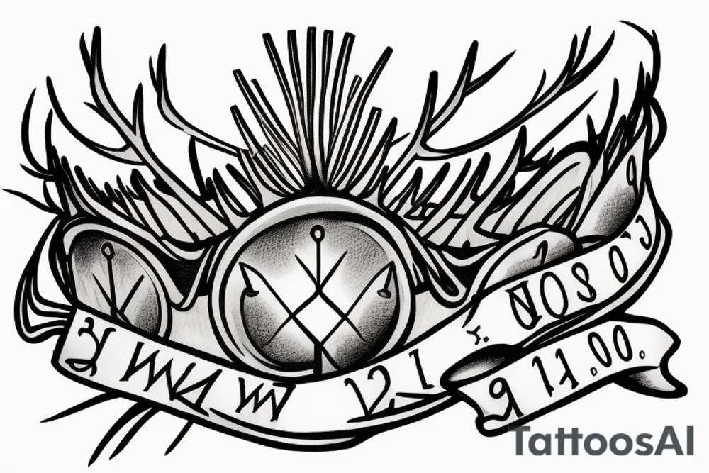 Crown of thorns with the date 01-01-2022 inside it. tattoo idea