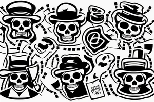 Monopoly men with a skull as head being anticapitlista tattoo idea